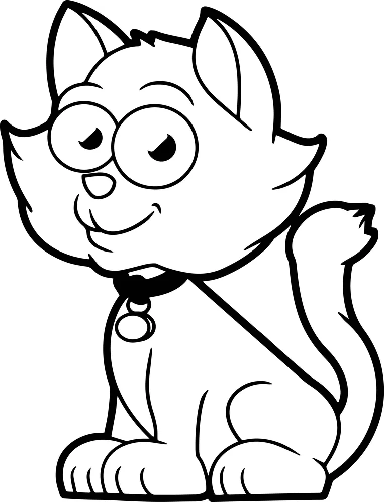 Happy Smiling Cat Coloring Pages