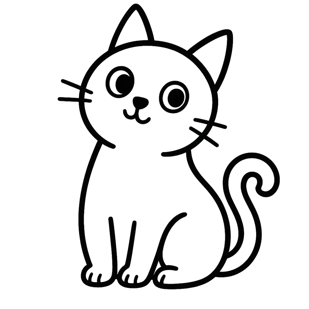 Adorable Sitting Cat Coloring Pages for Kids
