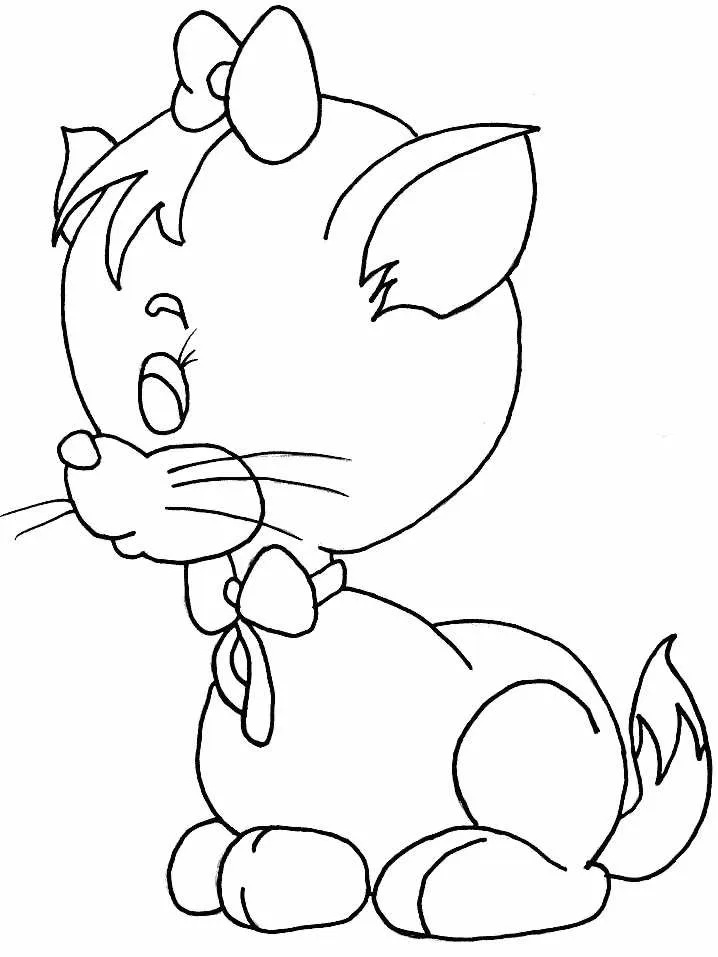 Adorable Kitten with Bow: Cat Coloring Pages Fun