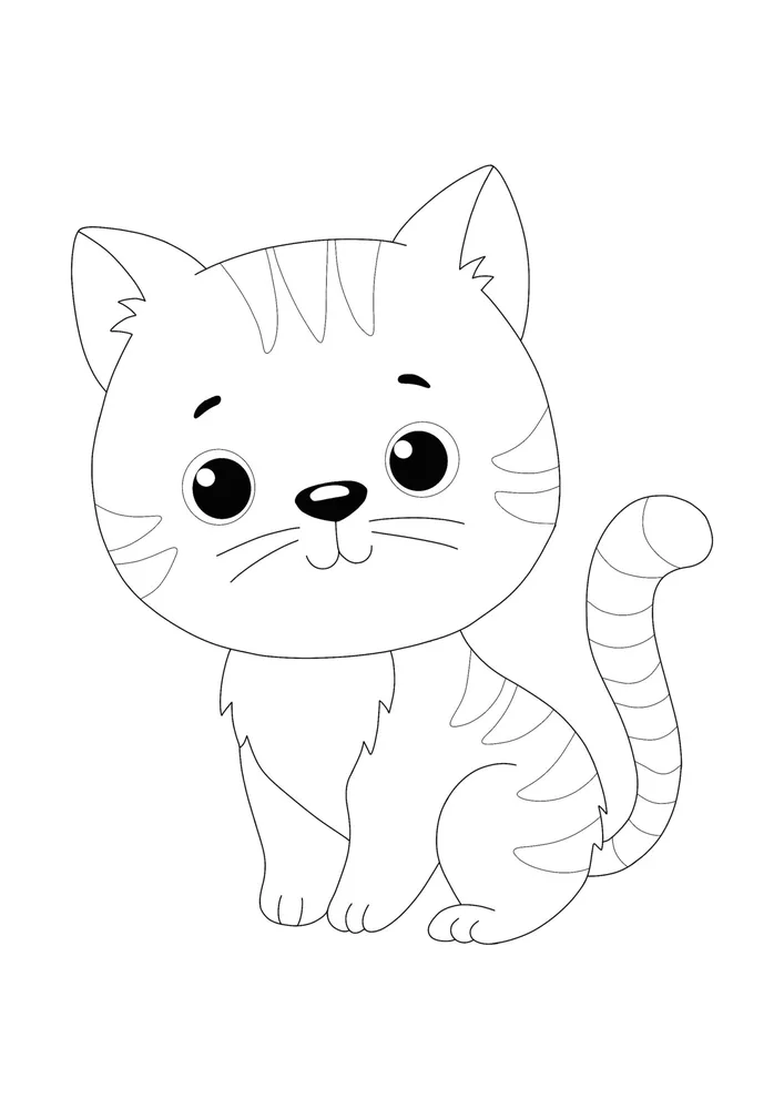 Adorable Sitting Cat Coloring Pages