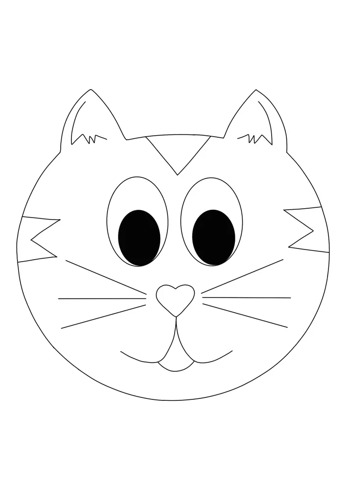 Simple and Sweet Cat Face Coloring Pages