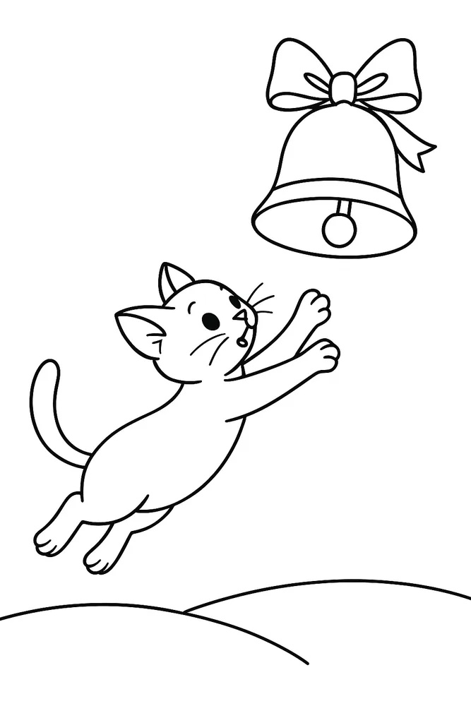 Playful Bell and Kitty: Adorable Cat Coloring Pages