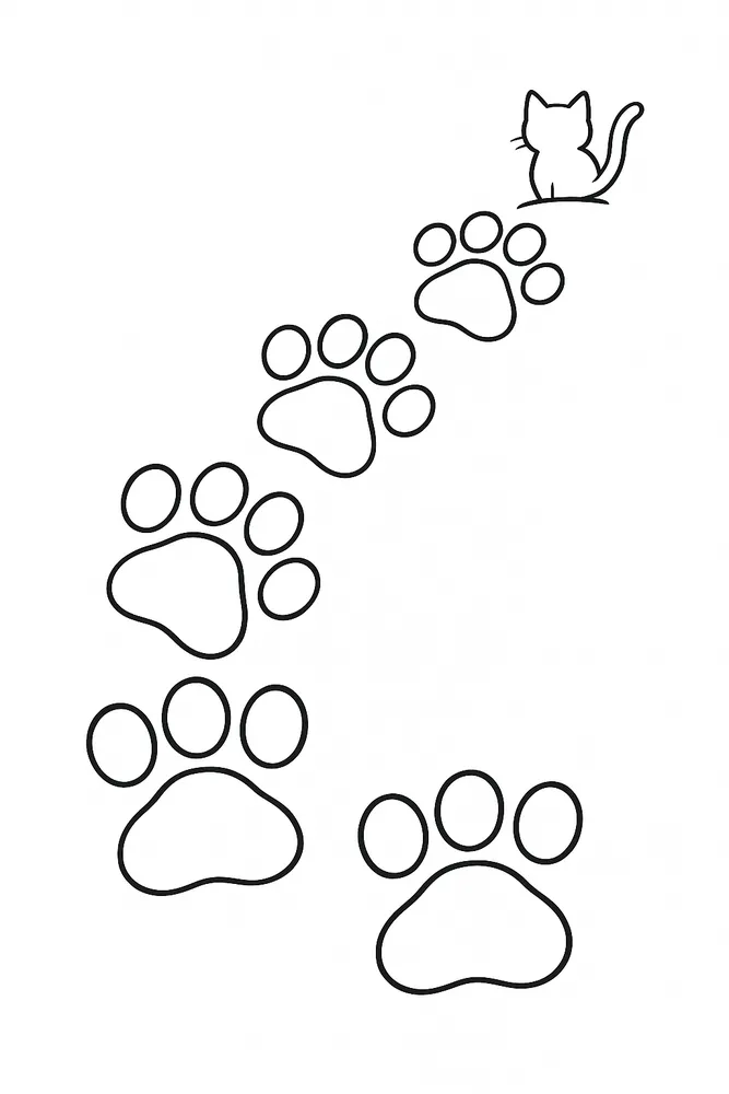 Playful Paw Prints for Cat Coloring Pages