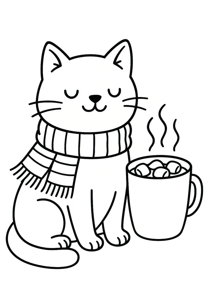 Cozy Cat with Cocoa Cat Coloring Pages