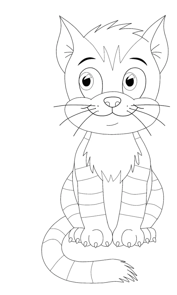 Smiling Cartoon Cat Coloring Pages