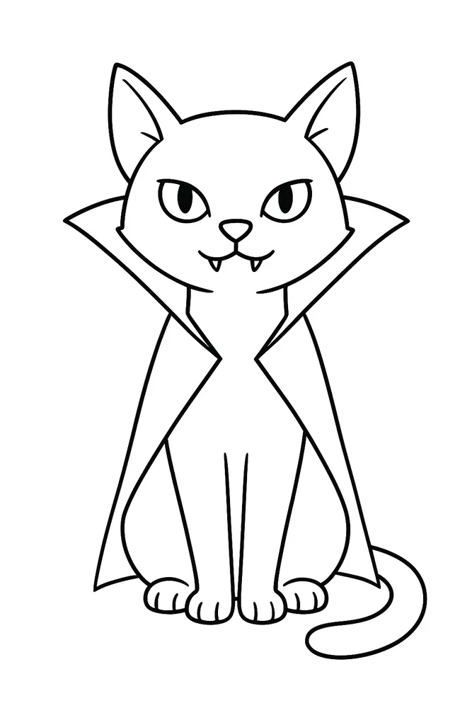Vampire Cat Ready for Halloween Cat Coloring Pages