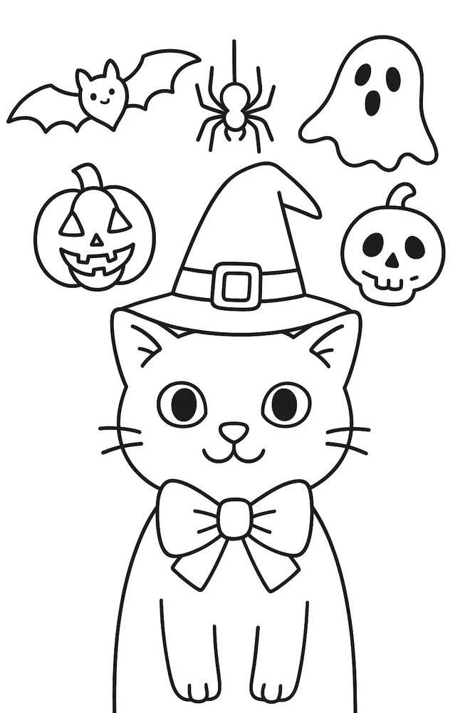 Spooky Halloween Cat Coloring Pages
