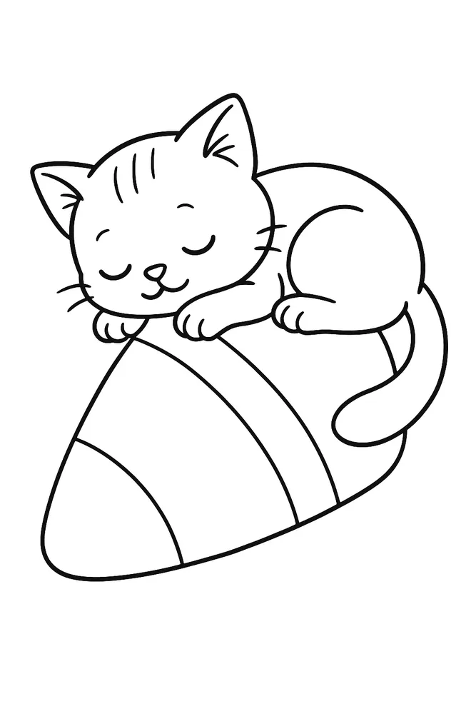 Sweet Dreams Candy Corn Cat Coloring Pages