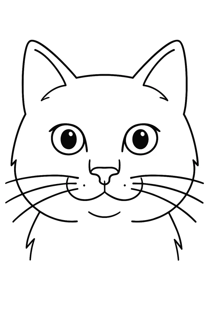 Simple and Sweet Cat Face for Cat Coloring Pages