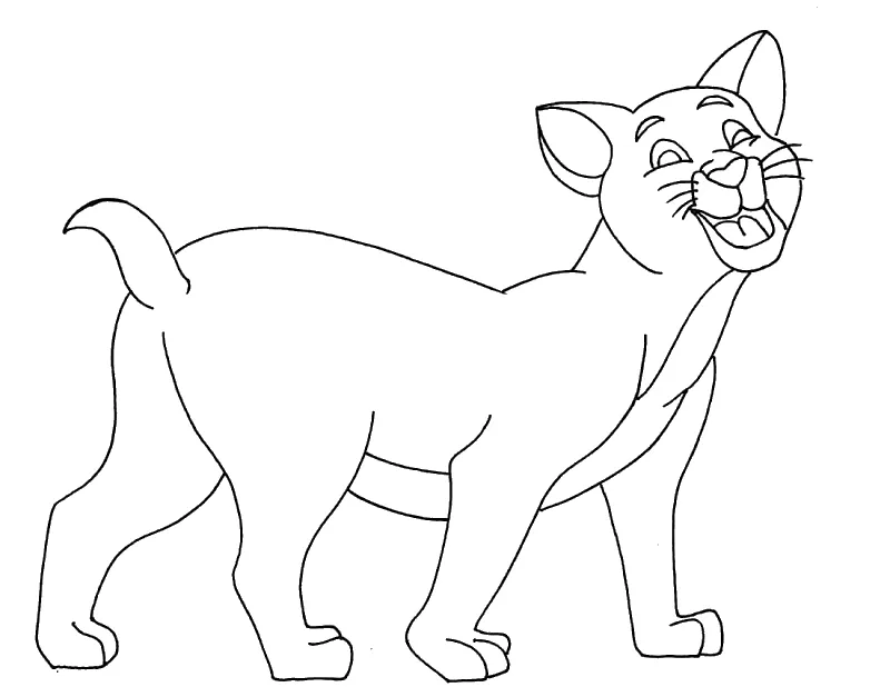 Happy Smiling Cat Coloring Pages