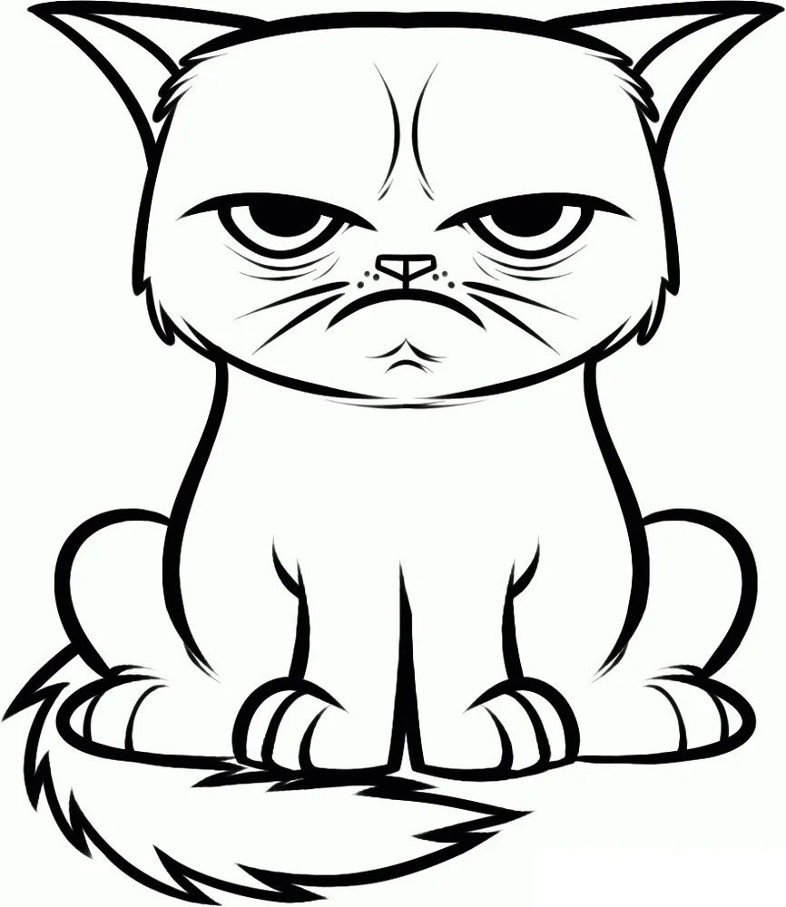 Grumpy Cat Face Fun: Adorable Cat Coloring Pages
