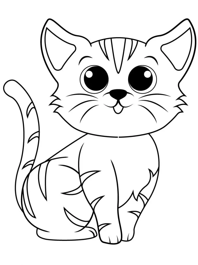 Adorable Striped Cat Coloring Pages for Kids