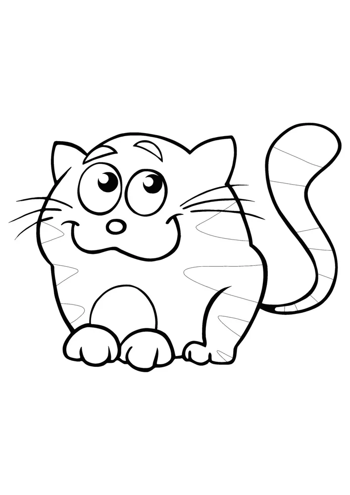 Smiling and Playful Cat Coloring Pages