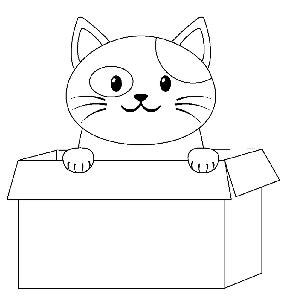 Sweet Cat in a Box: Adorable Cat Coloring Pages